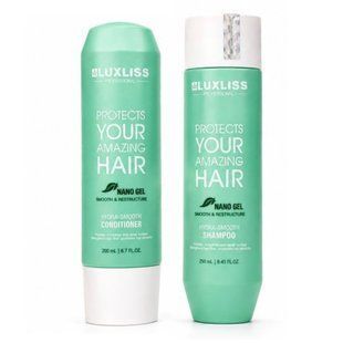 Набор Luxliss NANO Gel Hydra-Smooth для разглаживания волос Шампунь 250ml + Кондиционер 200ml NANO фото