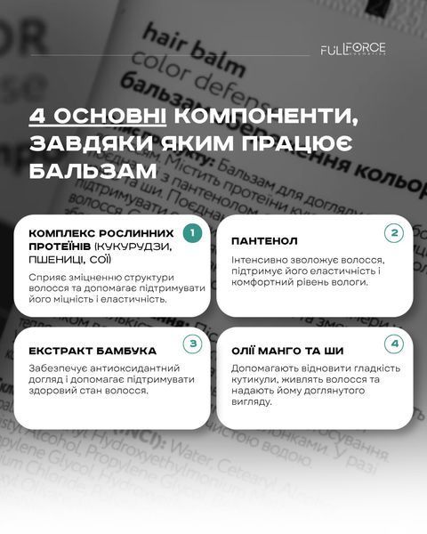 Бальзам для збереження кольору фарбованого волосся Full Force COLOR DEFENSE 250ml