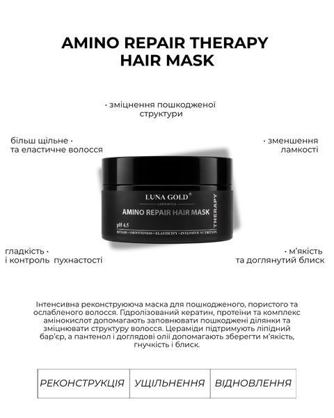 Маска для відновлення волосся LUNA GOLD Amino Repair Therapy 250 мл