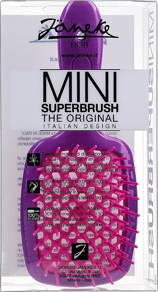 Гребінець для волосся Janeke Superbrush, фіолетова з рожевим Standart Superbrush фото